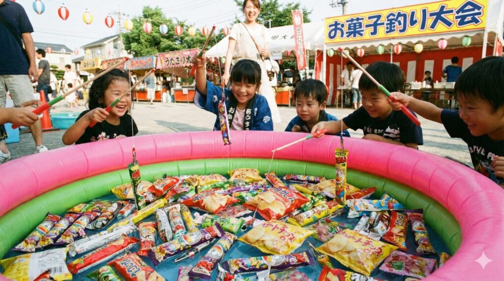 お菓子釣り